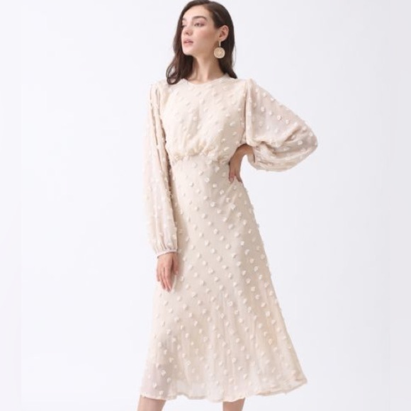 Chicwish Dresses & Skirts - CHICWISH Blogger Favorite Cotton Candy Cream Sheer Long Sleeve Midi Dress S